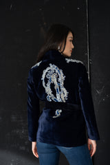 Manal Midnight Blue Velvet Jacket