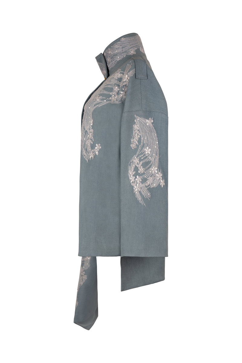 Celeste Denim Scarf Wrap Jacket