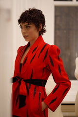 Poppy in Crimson Belted Jacket