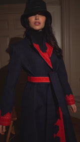 Kyana Navy Belted Coat