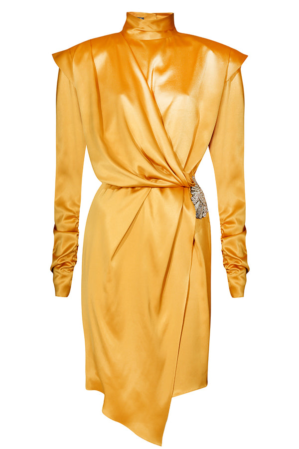 Celestine Silk Satin Canary Yellow Dress