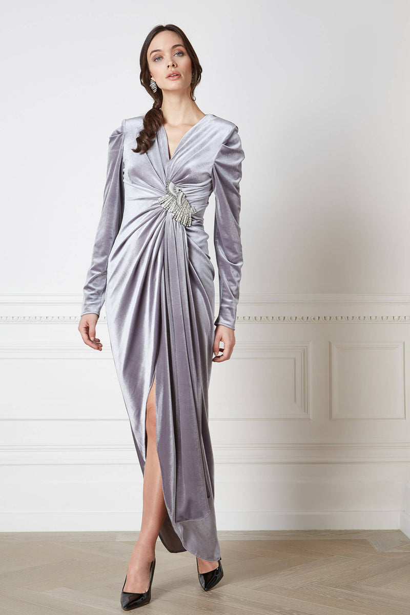 Camille Grey Velvet Dress 4 Camille Grey Velvet Dress 4