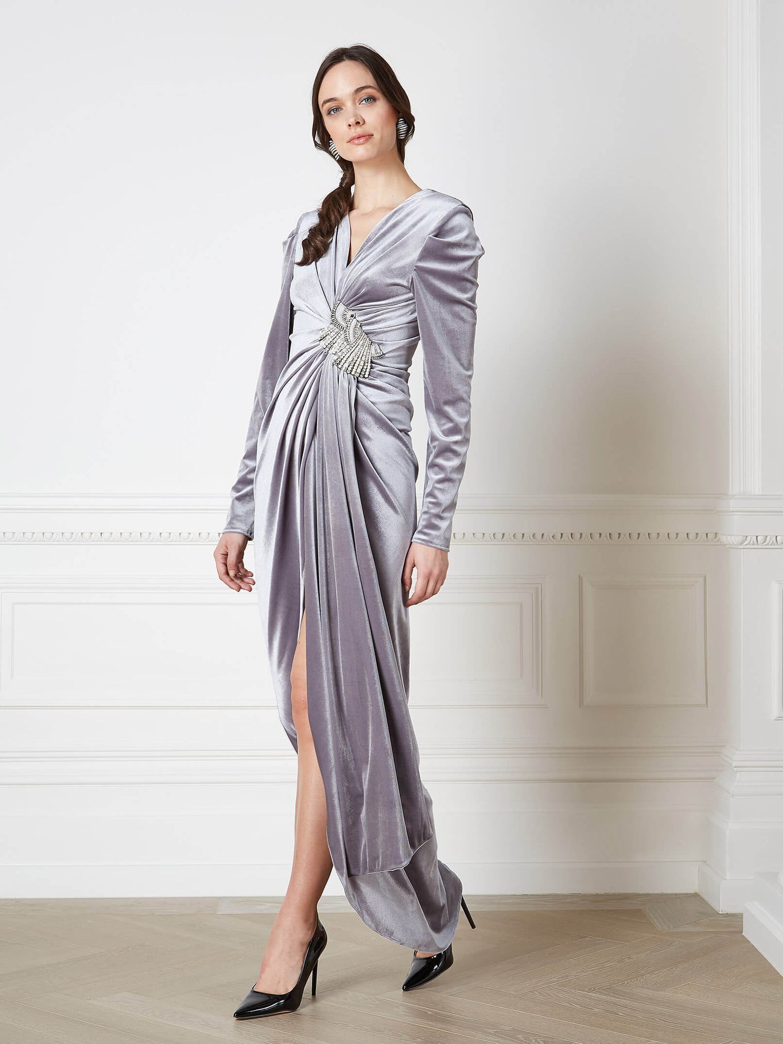 Camille Grey Velvet Dress 12