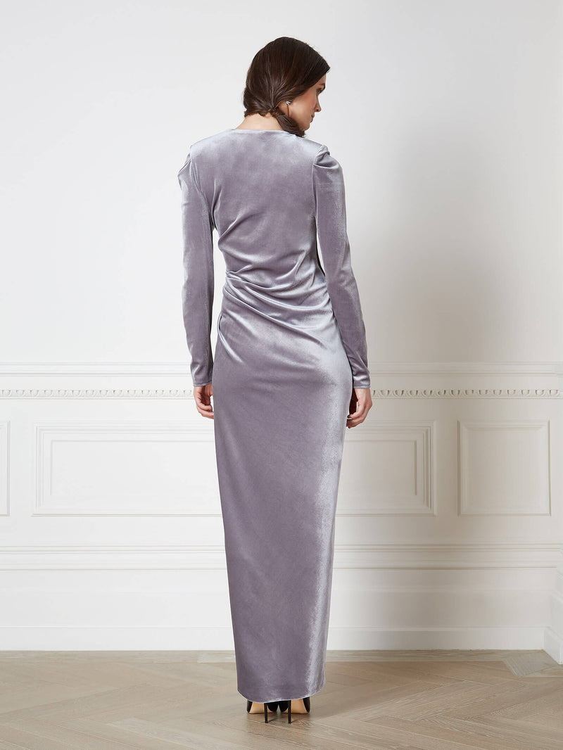 Camille Grey Velvet Dress – Nadya Shah Camille Grey Velvet Dress – Nadya Shah