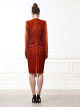 Micha Rust Velvet Short Dress