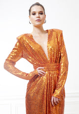 Grace Tangerine Sequined Dress