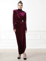 Zoe Burgundy Velvet Dress