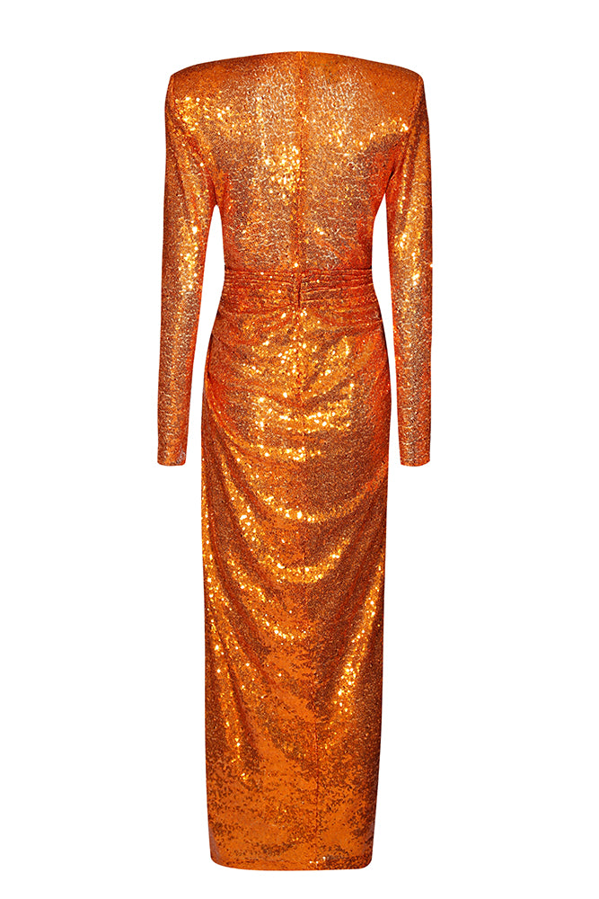 Grace Tangerine Sequined Dress
