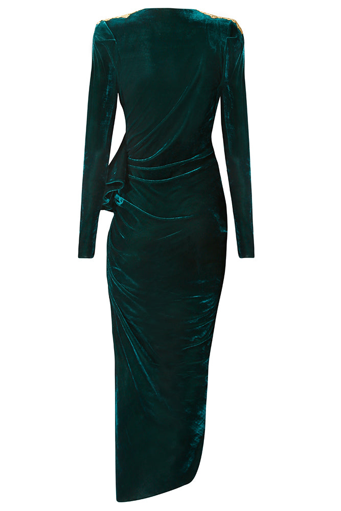 Camille Emerald Green Ruched Dress