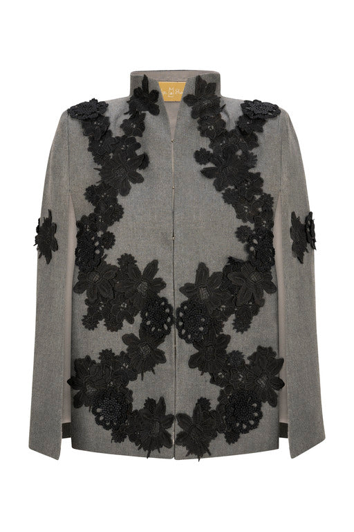 Sabrina Grey Flannel Cape